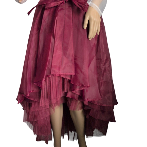 Gracia's Burgundy Layered A-Line Skirt- Tea Party/B-day/Brunch Ready!SM Prestine - Picture 5 of 12